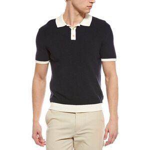 Onia Mens Linen-Blend Knit Polo Shirt, White